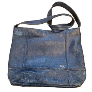 The Sak Leather Shoulder Bag Navy Blue Pebbled Leather Tote Classic Everyday